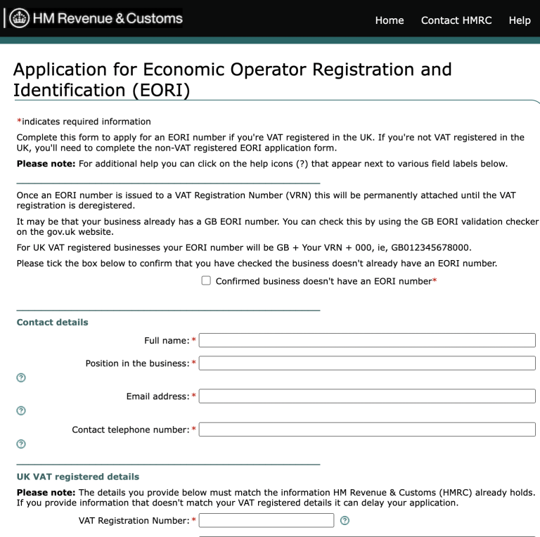 Get an EORI paper apply