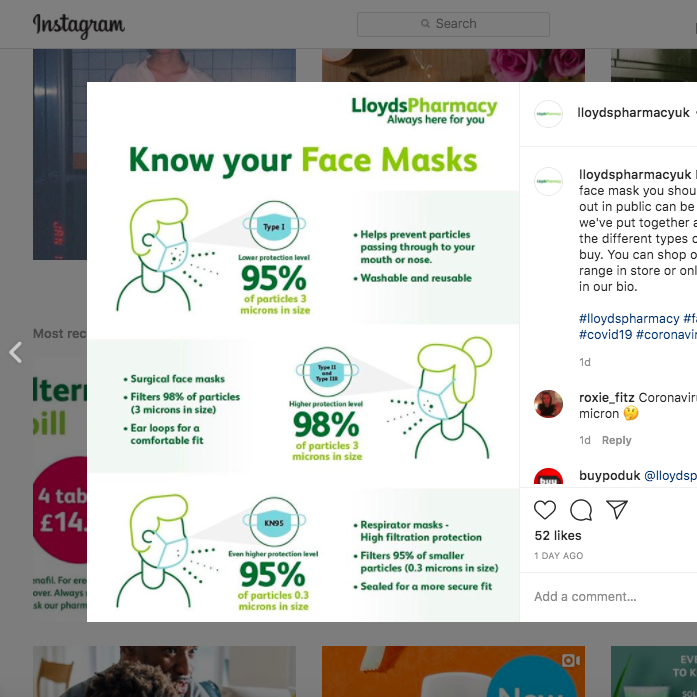 LP Insta face masks
